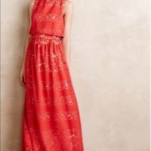 Erin Fetherston Coral Layered Maxi Dress